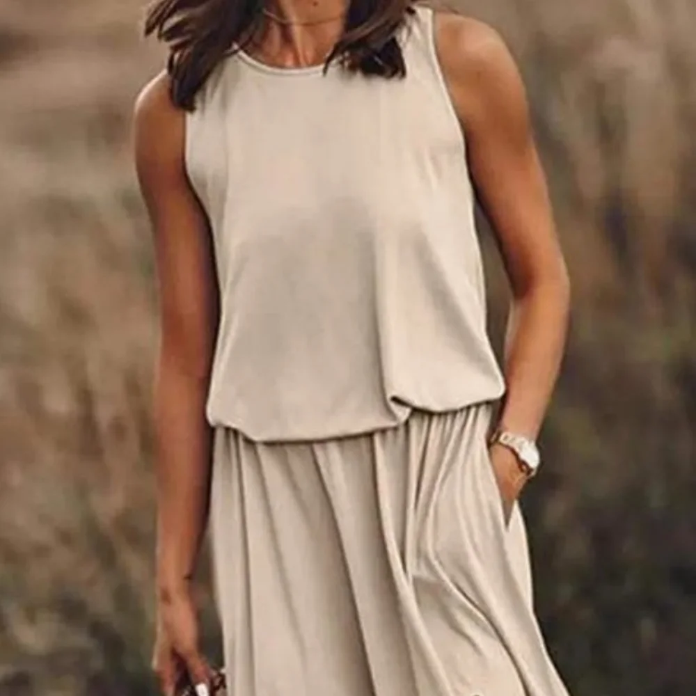 XL LEFT!!!  Summer Tank Maxi Dress Pocket Side Slit Boutique Casual - Picture 5 of 16